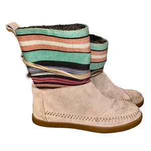Toms grey leather faux fur lined boho winter boots women’s size 6
